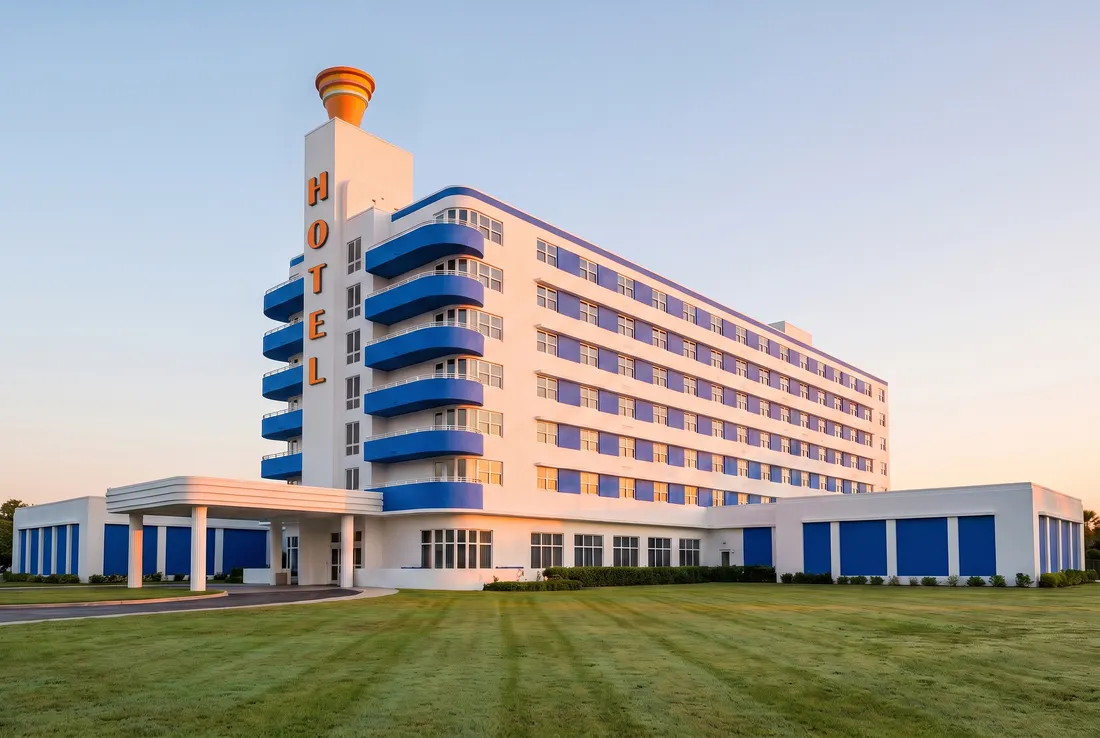 Hotel tower of South Beach Casino & Resort at sunrise